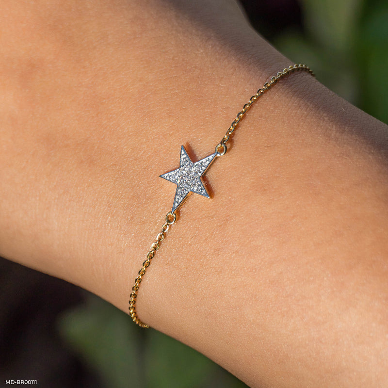 Star Shaped Diamond Bracelets 14K Yellow Gold