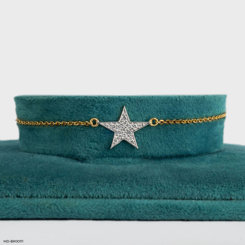 Star Shaped Diamond Bracelets 14K Yellow Gold