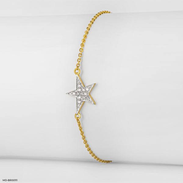 Start Shaped Diamond Bracelet 14K Yellow Gold