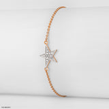 Star Shaped Diamond Bracelets 14K Yellow Gold