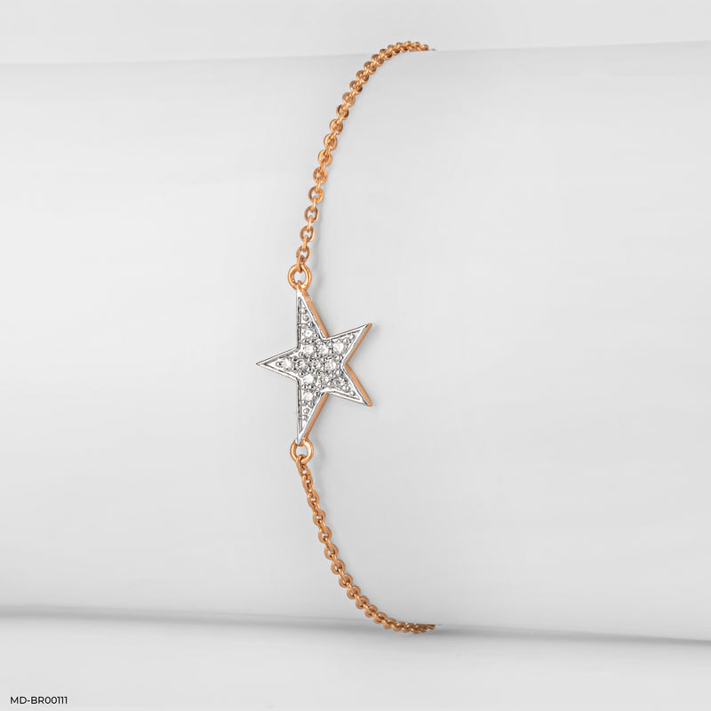 Star Shaped Diamond Bracelets 14K Yellow Gold