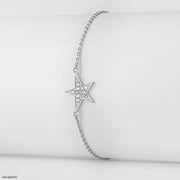 Star Shaped Diamond Bracelets 14K White Gold