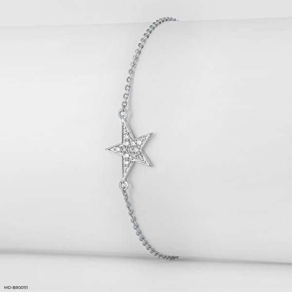 Star Shaped Diamond Bracelets 14K White Gold