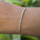 Delicate Round Diamond Chain Bracelets 14K Rose Gold