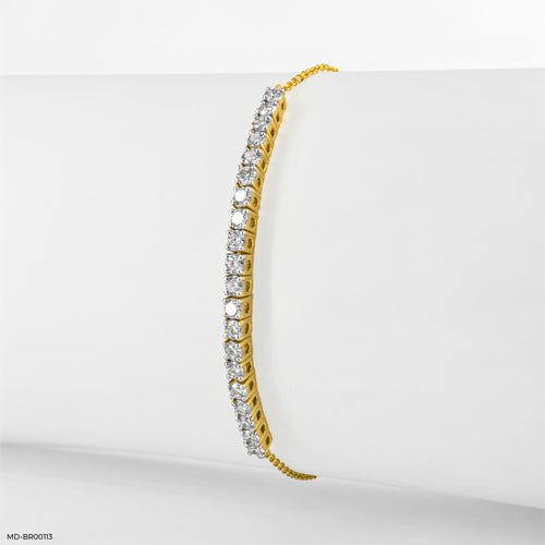 Half Tennis Delicate Round Bracelet 9K Yellow Gold
