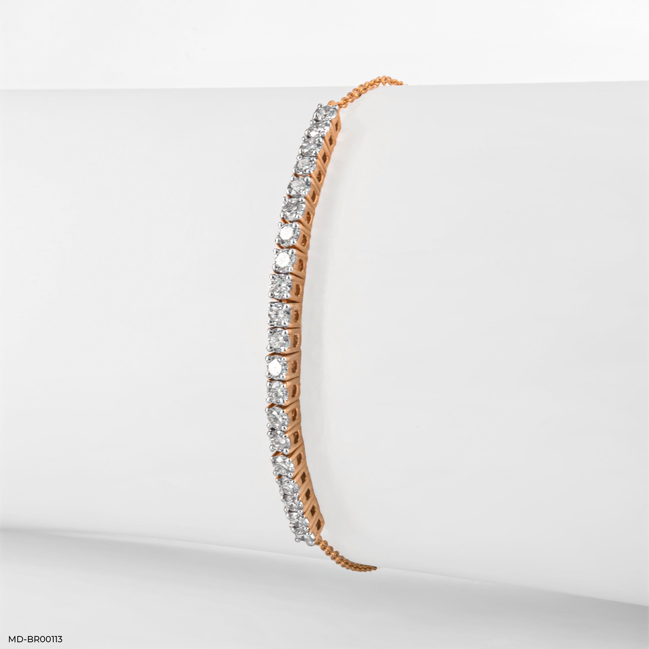 Half Tennis Delicate Round Bracelet 14K Rose Gold