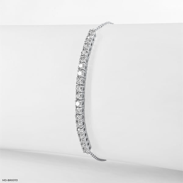 Delicate Round Diamond Chain Bracelets 14K White Gold