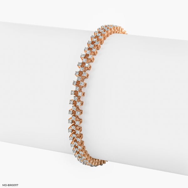 Double Line Diamond Tennis Bracelet 14K Rose Gold