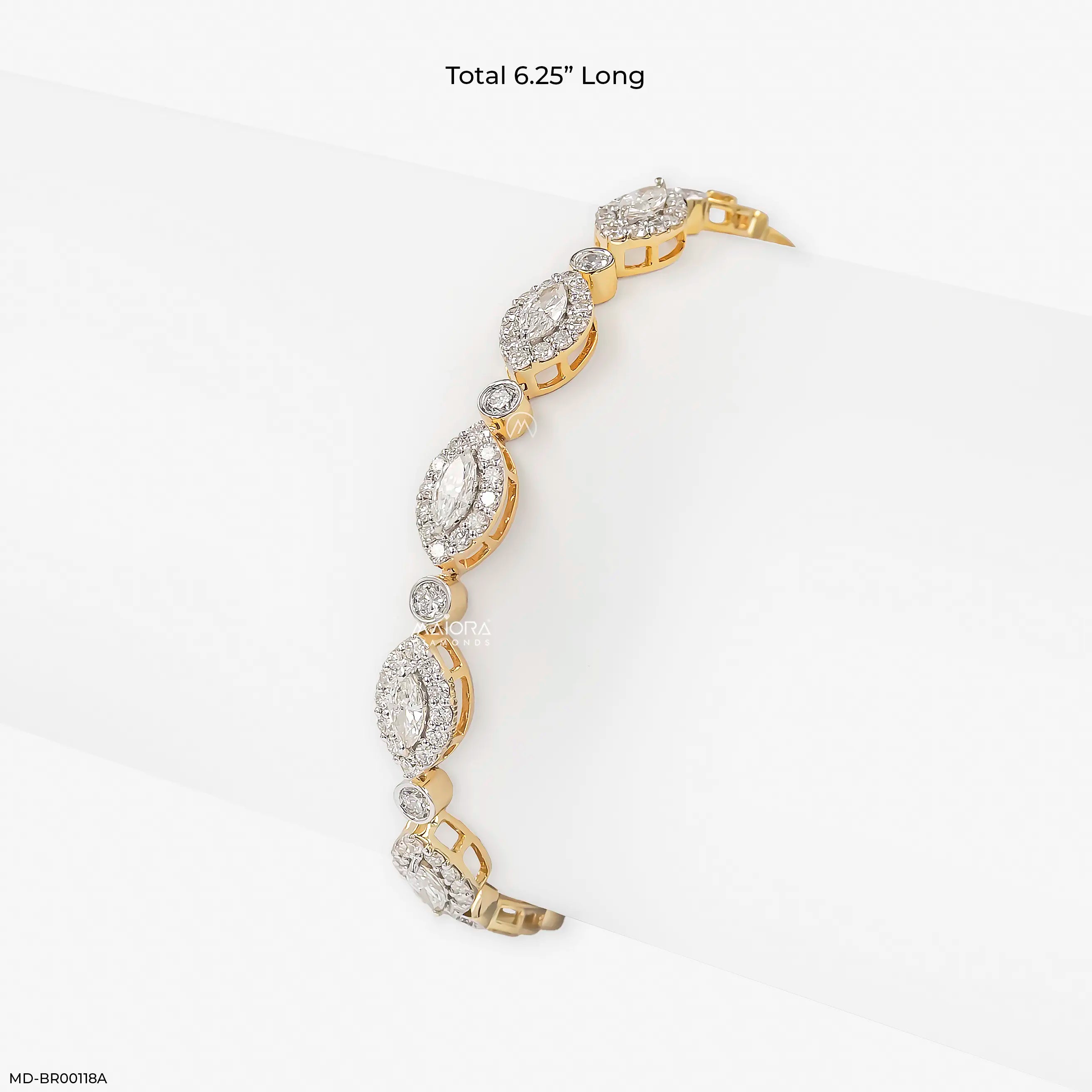 4 Carat Starlight Marquise Lab Diamond Tennis Bracelet 14K White Gold