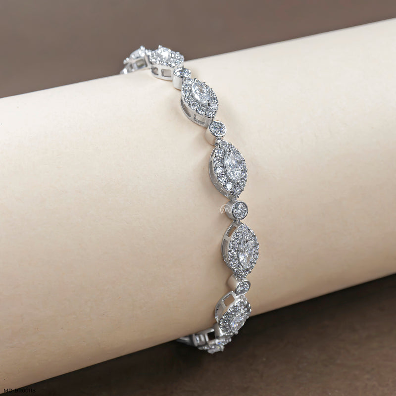 Starlight Marquise Lab Diamond Tennis Bracelet 14K White Gold