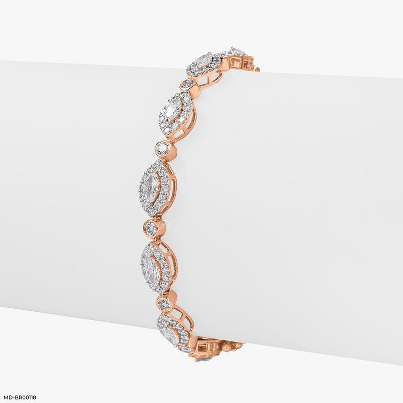 Starlight Marquise Lab Diamond Tennis Bracelet 14K White Gold