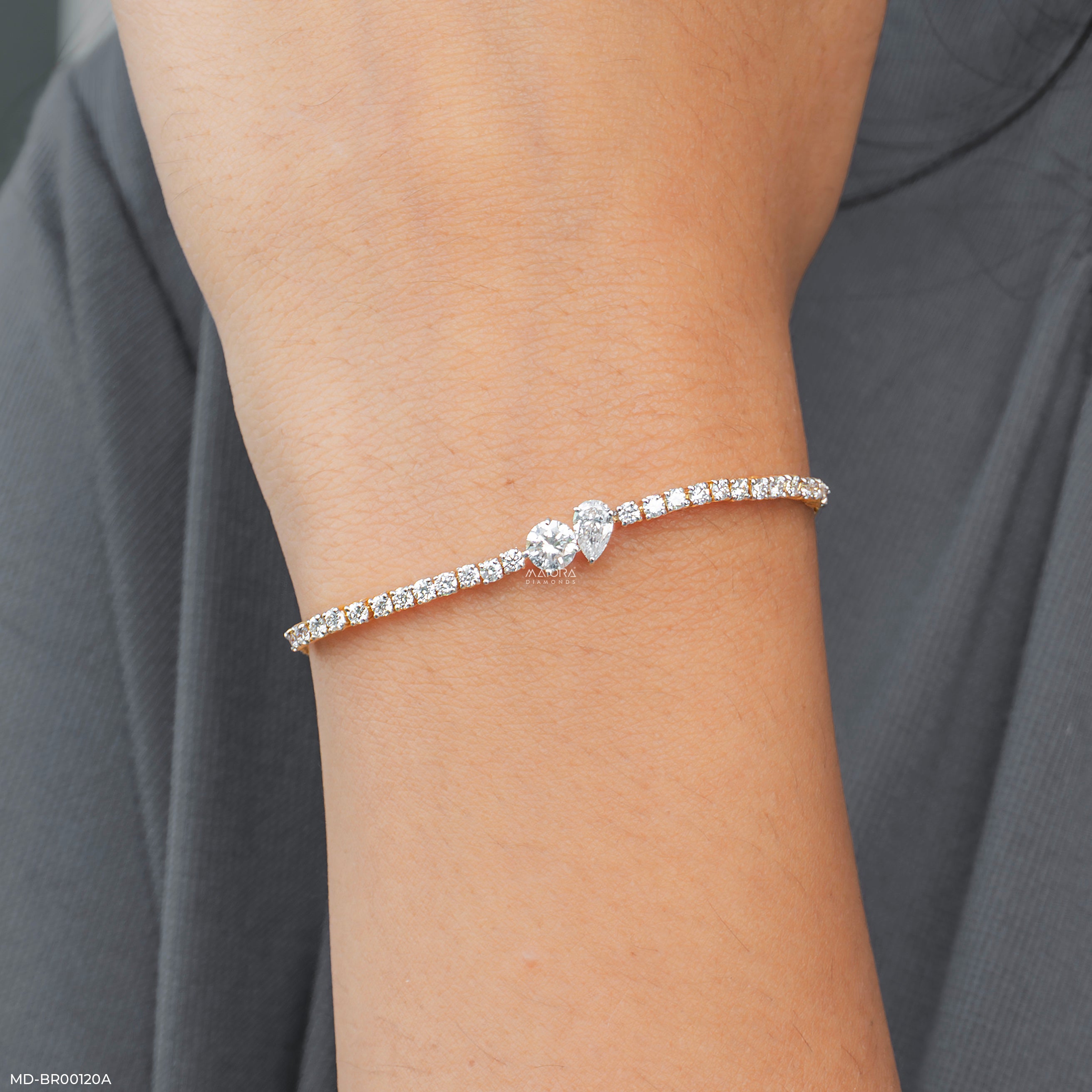 1.55 Carat Toi Et Moi Lab Diamond Bracelet 14K Yellow Gold