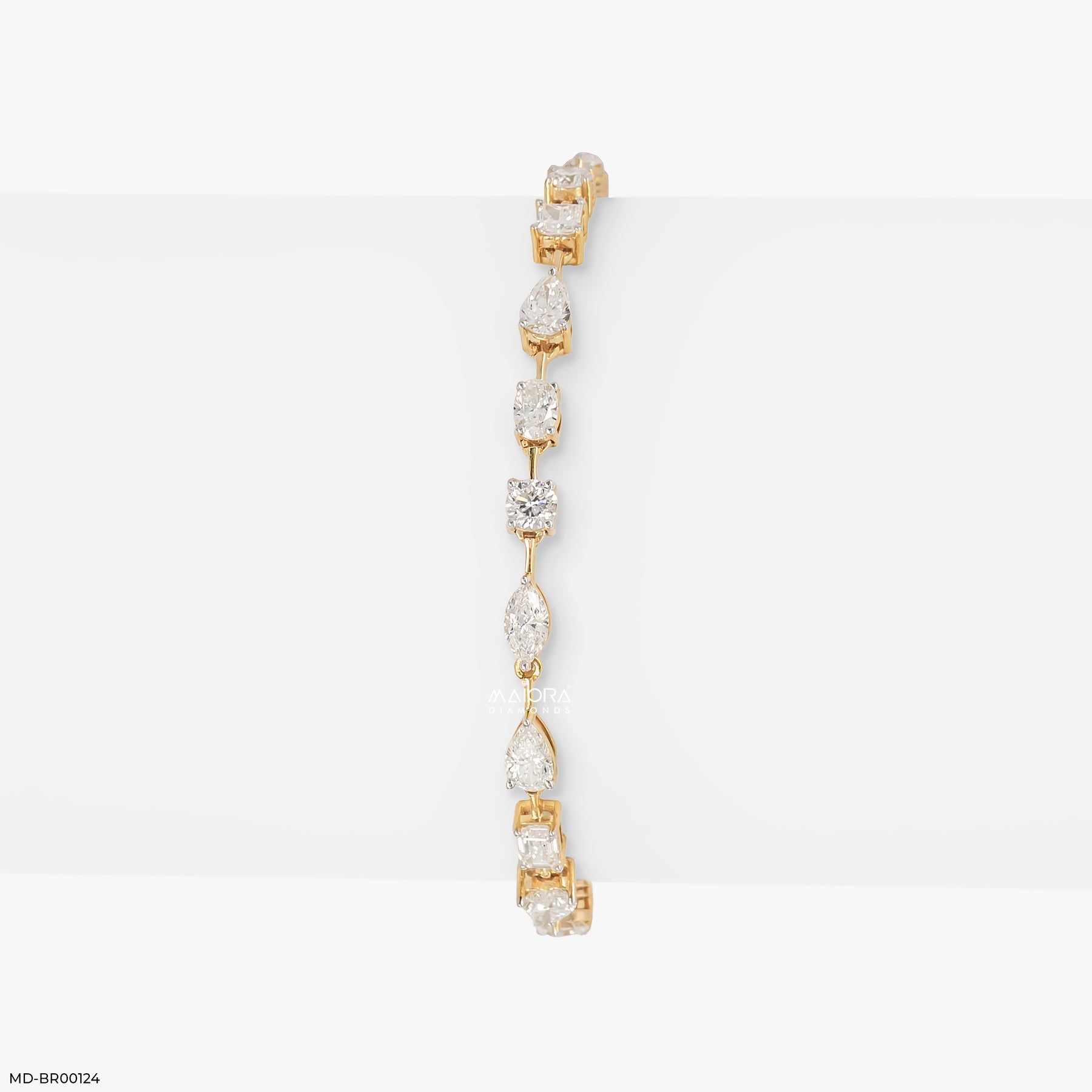 4.15 Carat Classic Fancy Solitaire Lab Diamond Bracelet 9K Yellow Gold