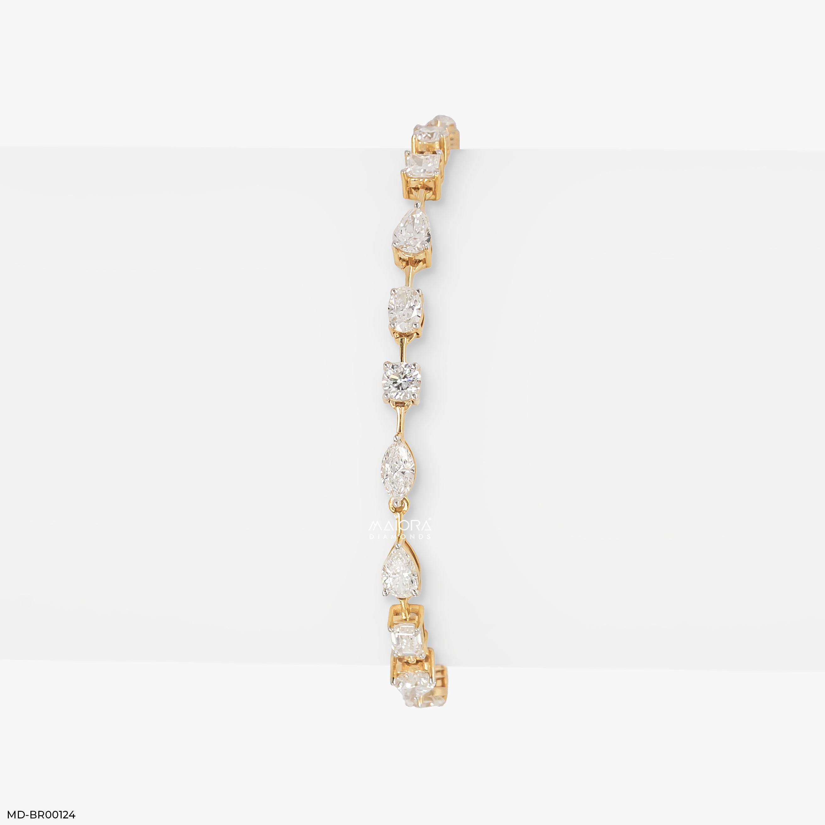 4.15 Carat Classic Fancy Solitaire Diamond Bracelet  9K Yellow Gold