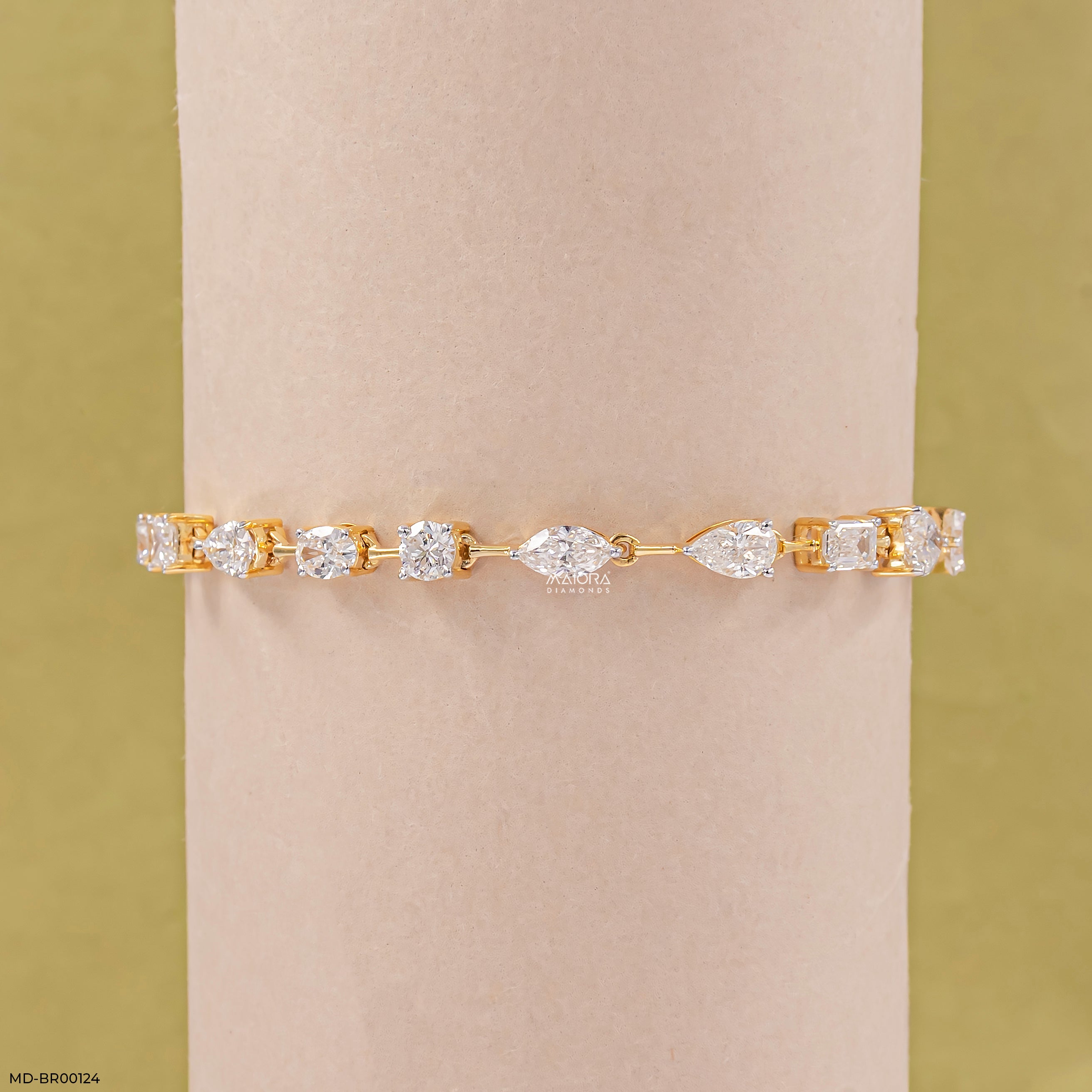 4.15 Carat Classic Fancy Solitaire Diamond Bracelet  9K Yellow Gold