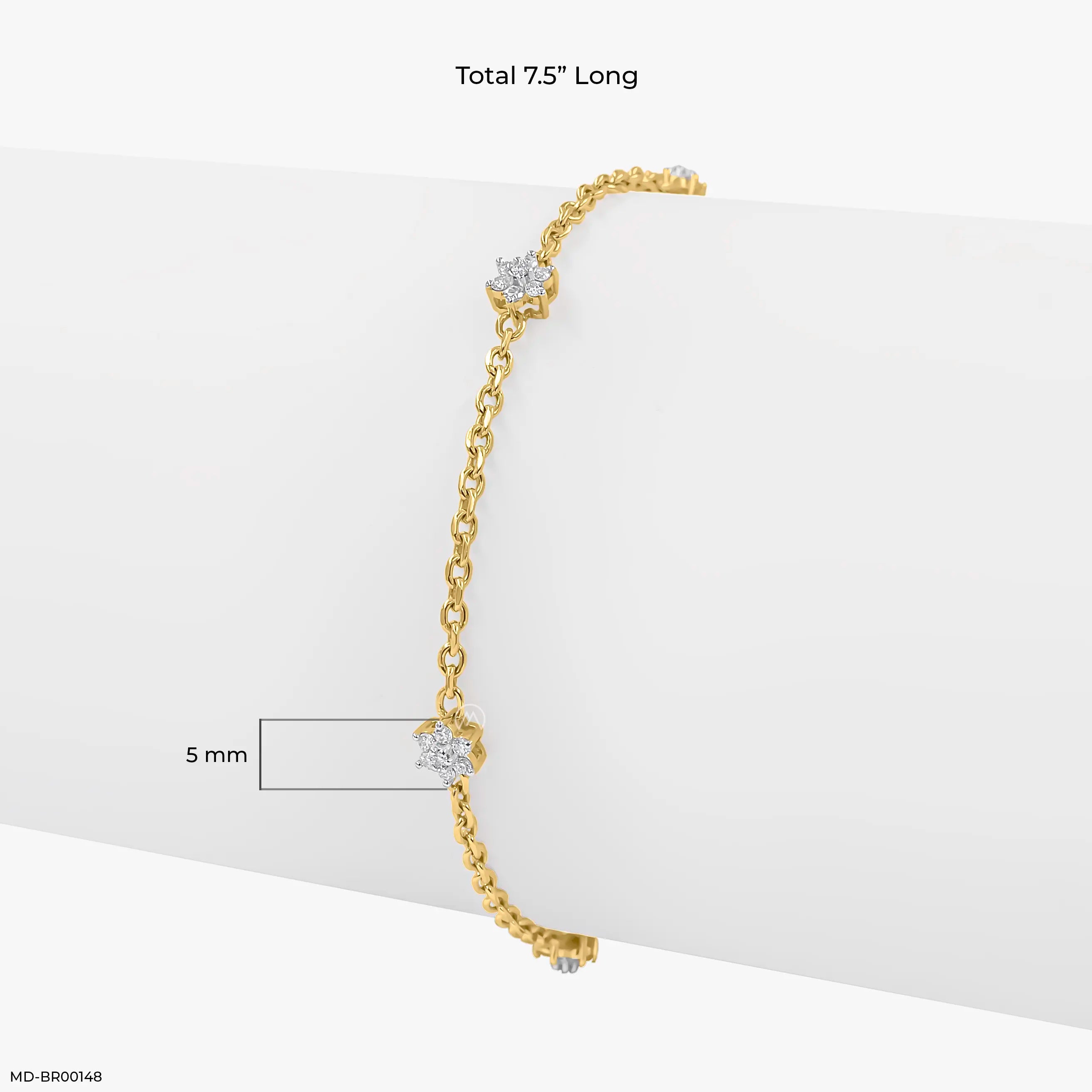 0.35 Carat Rosette Charm Lab Diamond Bracelet 14K Yellow Gold