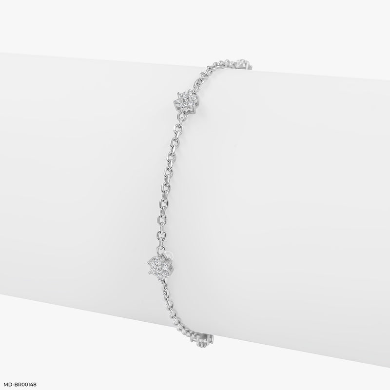 Rosette Charm Bracelet 14K White Gold