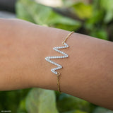 Heart Beat Pulse Diamond Bracelet 14K Yellow Gold