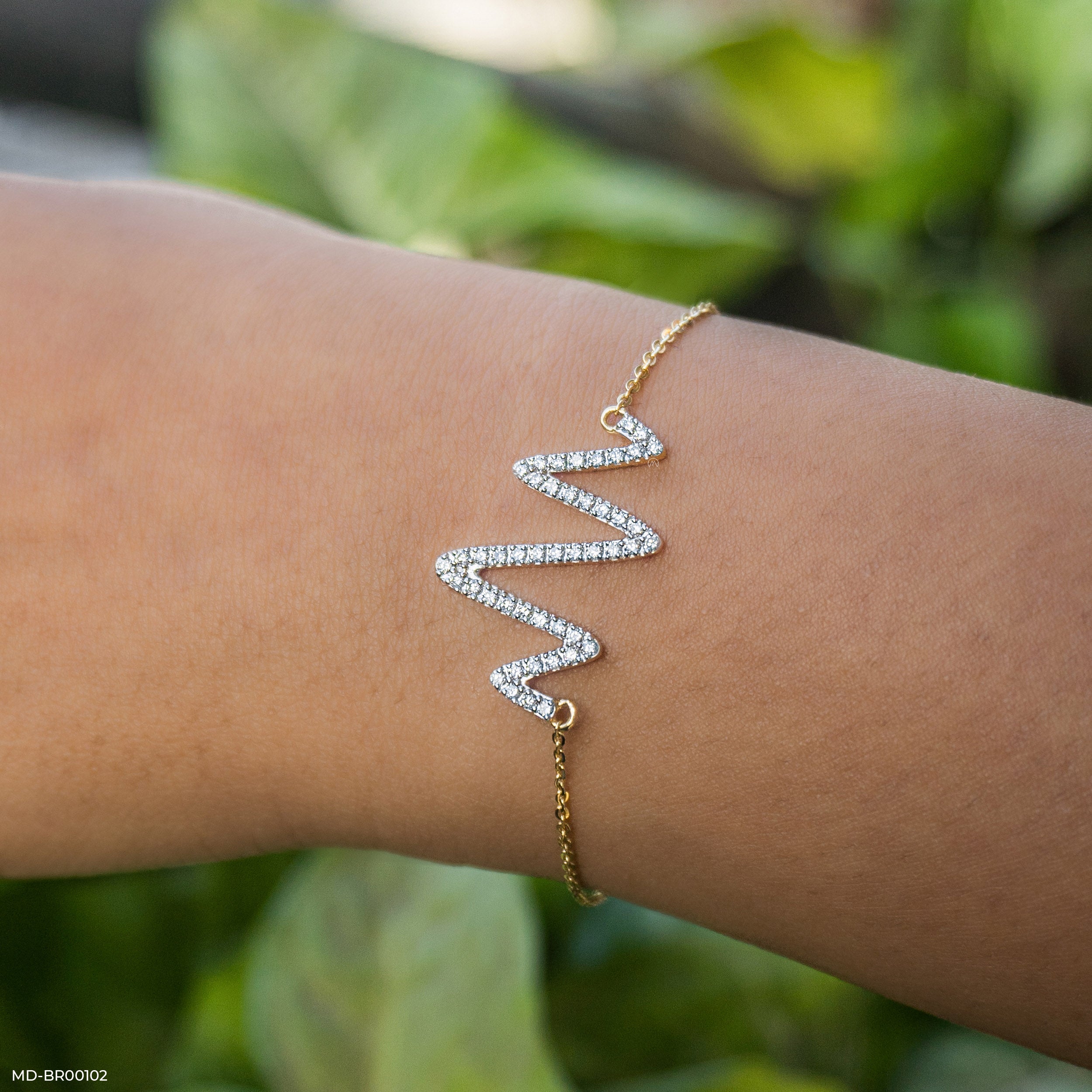Heart Beat Pulse Diamond Bracelets 9K Yellow Gold