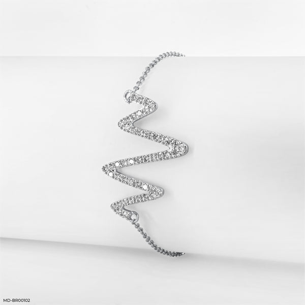 Heart Beat Pulse Diamond Bracelets 14K White Gold