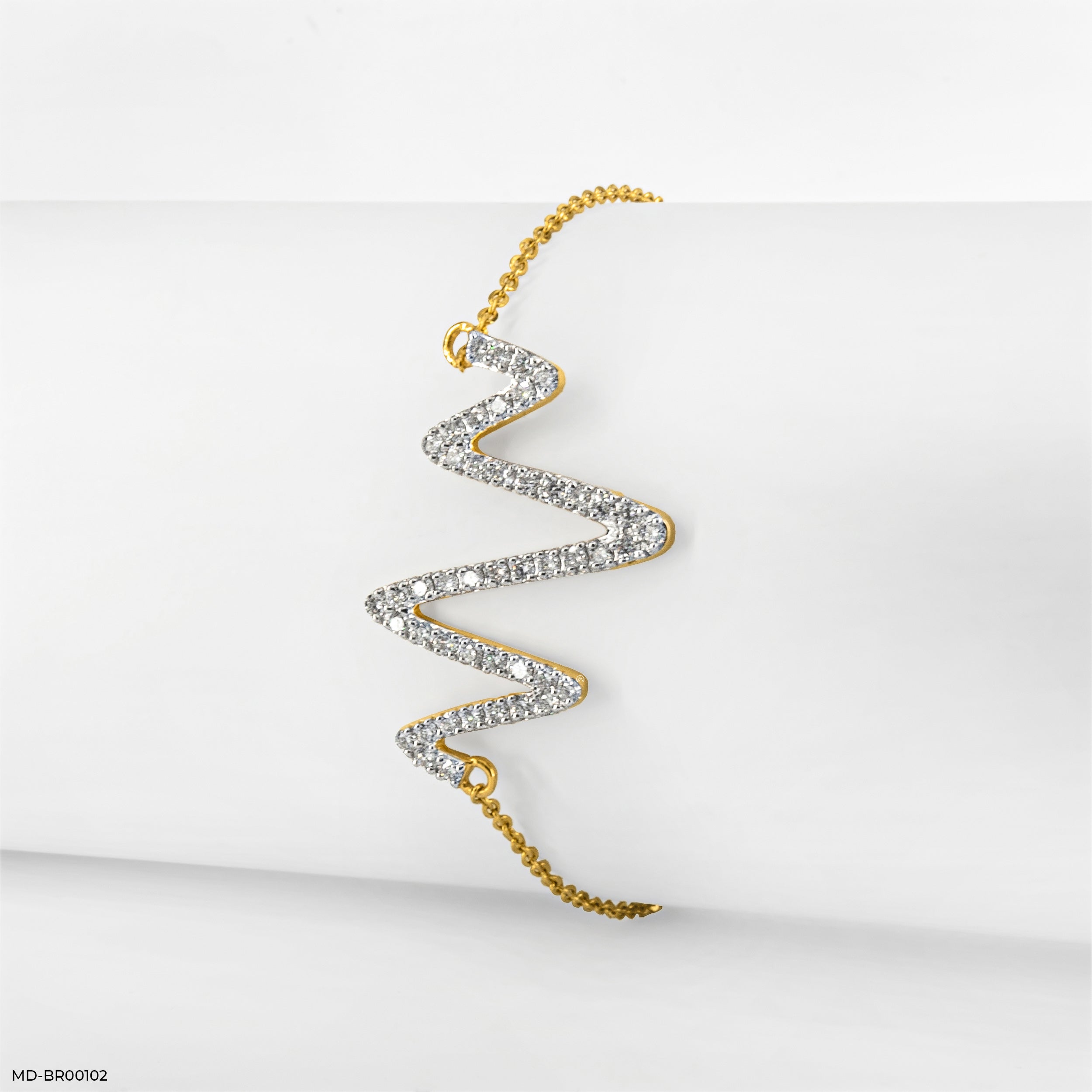 Heart Beat Pulse Diamond Bracelets 9K Yellow Gold