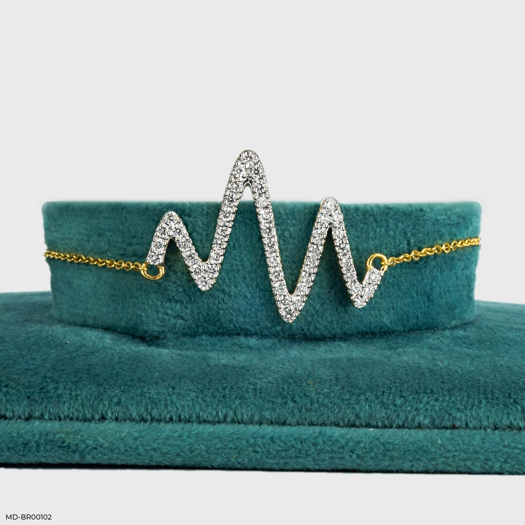 Heart Beat Pulse Diamond Bracelets 9K Yellow Gold