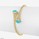 Turquoise Bypass Diamond Bracelets 9K White Gold