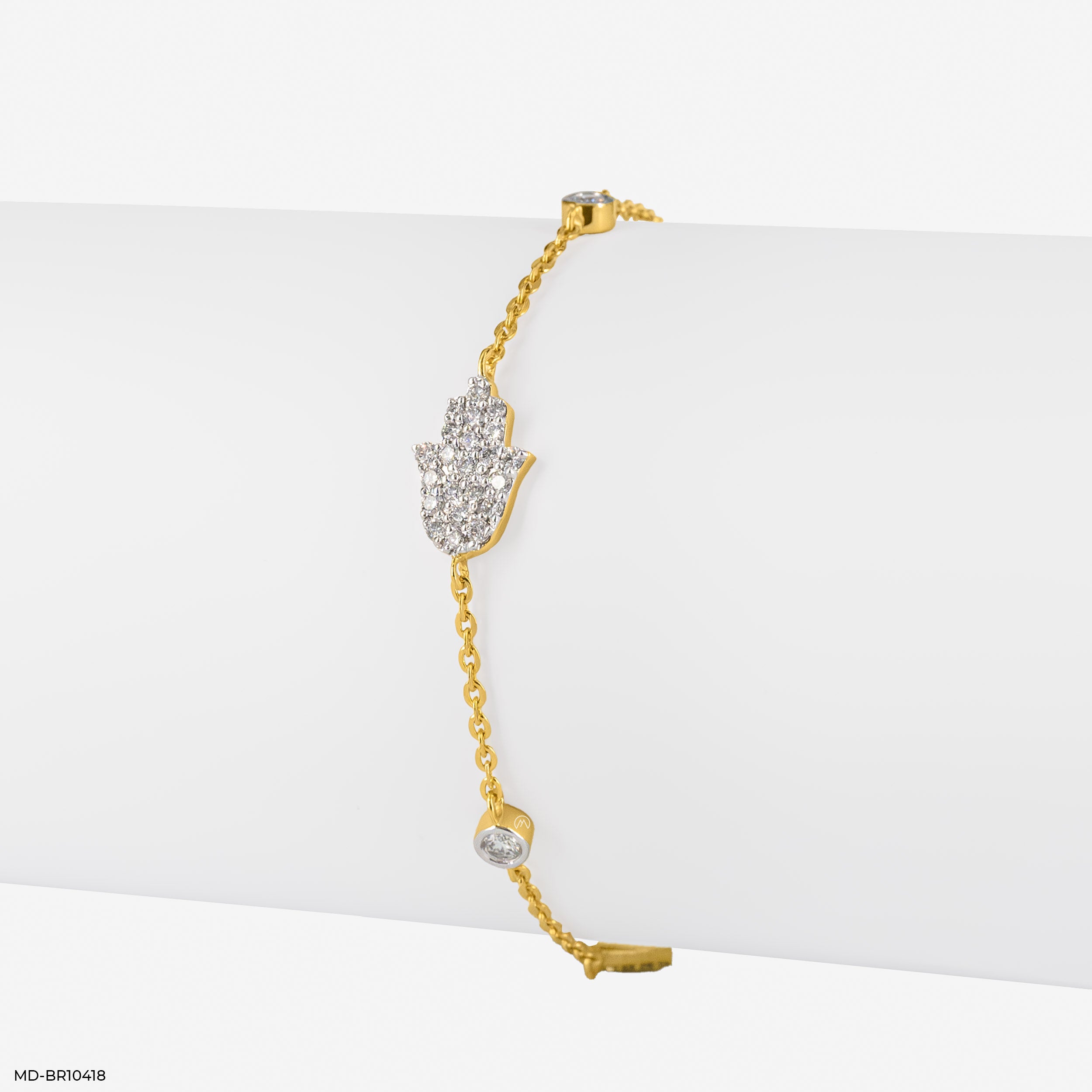 Hamsa Diamond Bracelets 9K Yellow Gold
