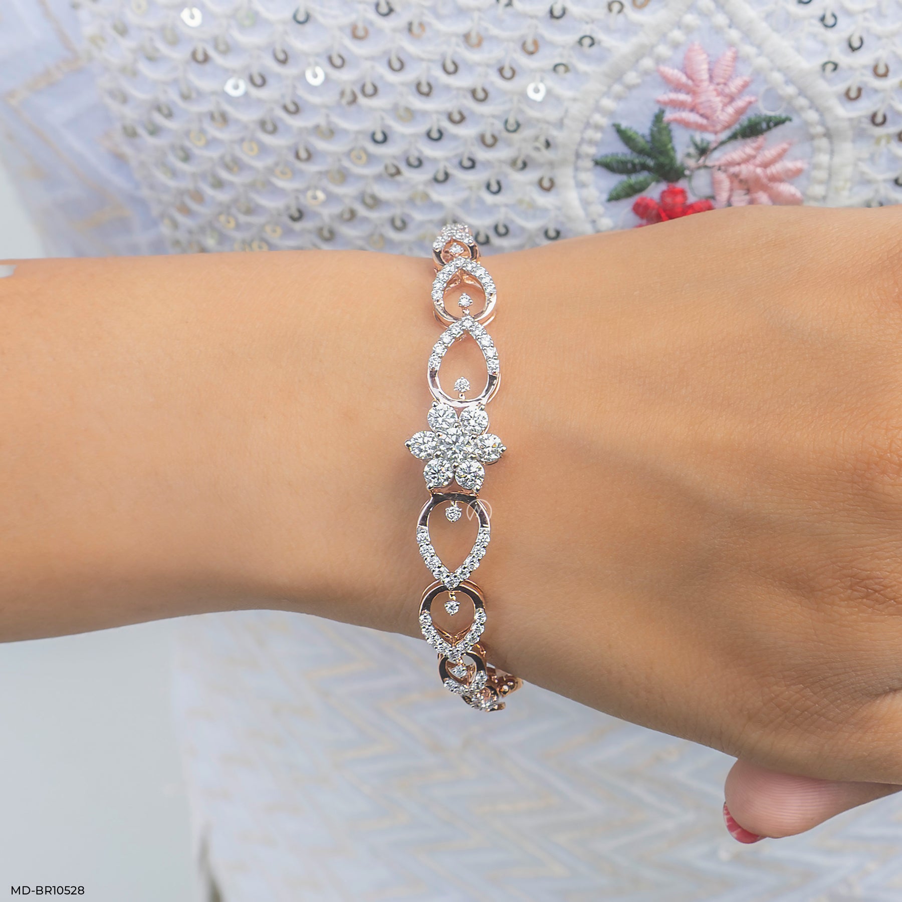 Blossom Dusk Diamond Bracelets 14K White Gold