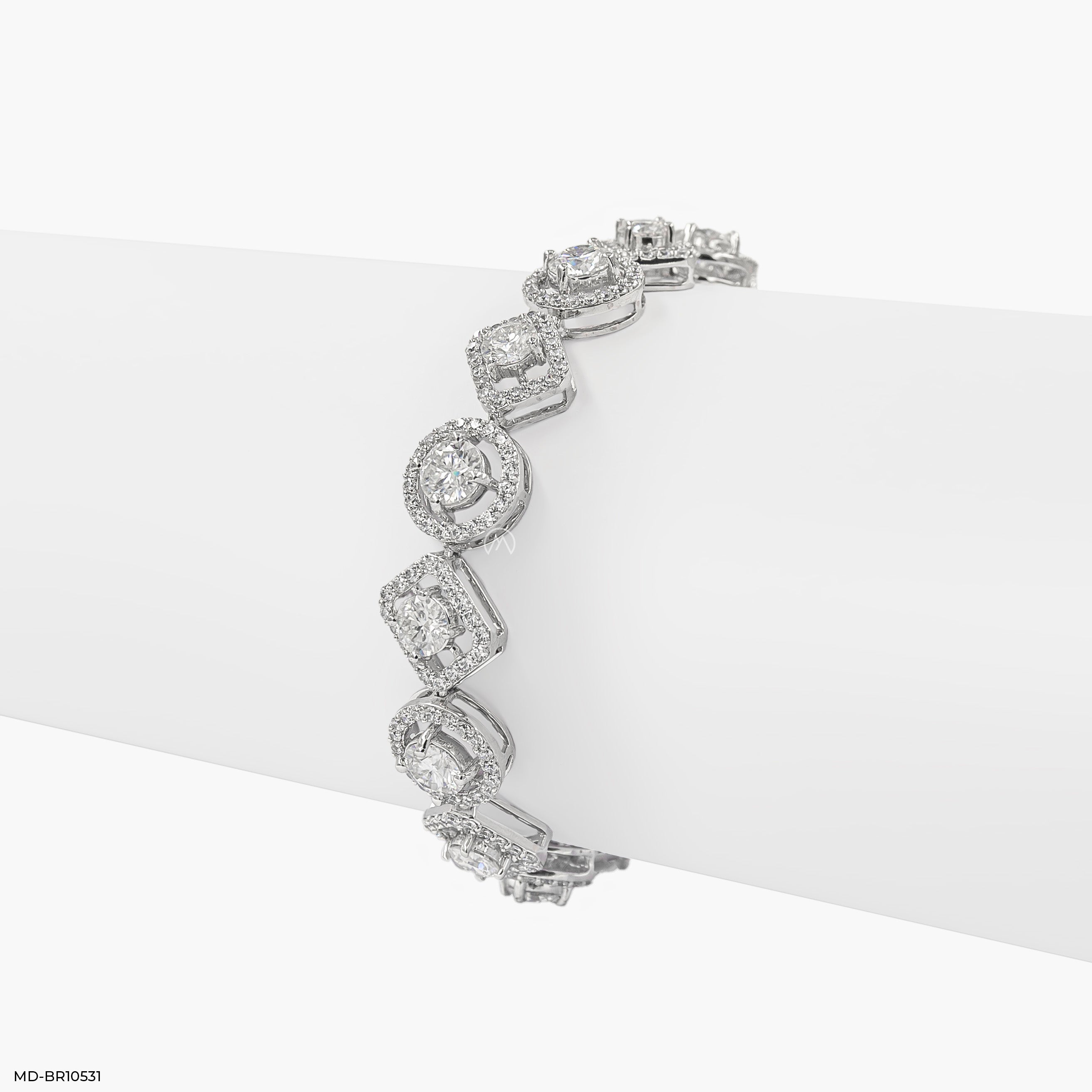 Duo Shape Diamond Bracelet 14K White Gold