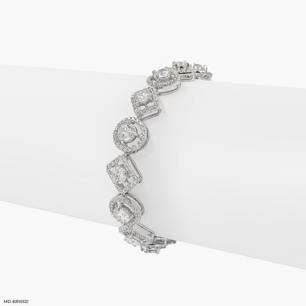 Duo Shape Diamond Bracelet 14K White Gold