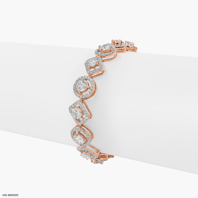Duo Shape Diamond Bracelet 14K Yellow Gold