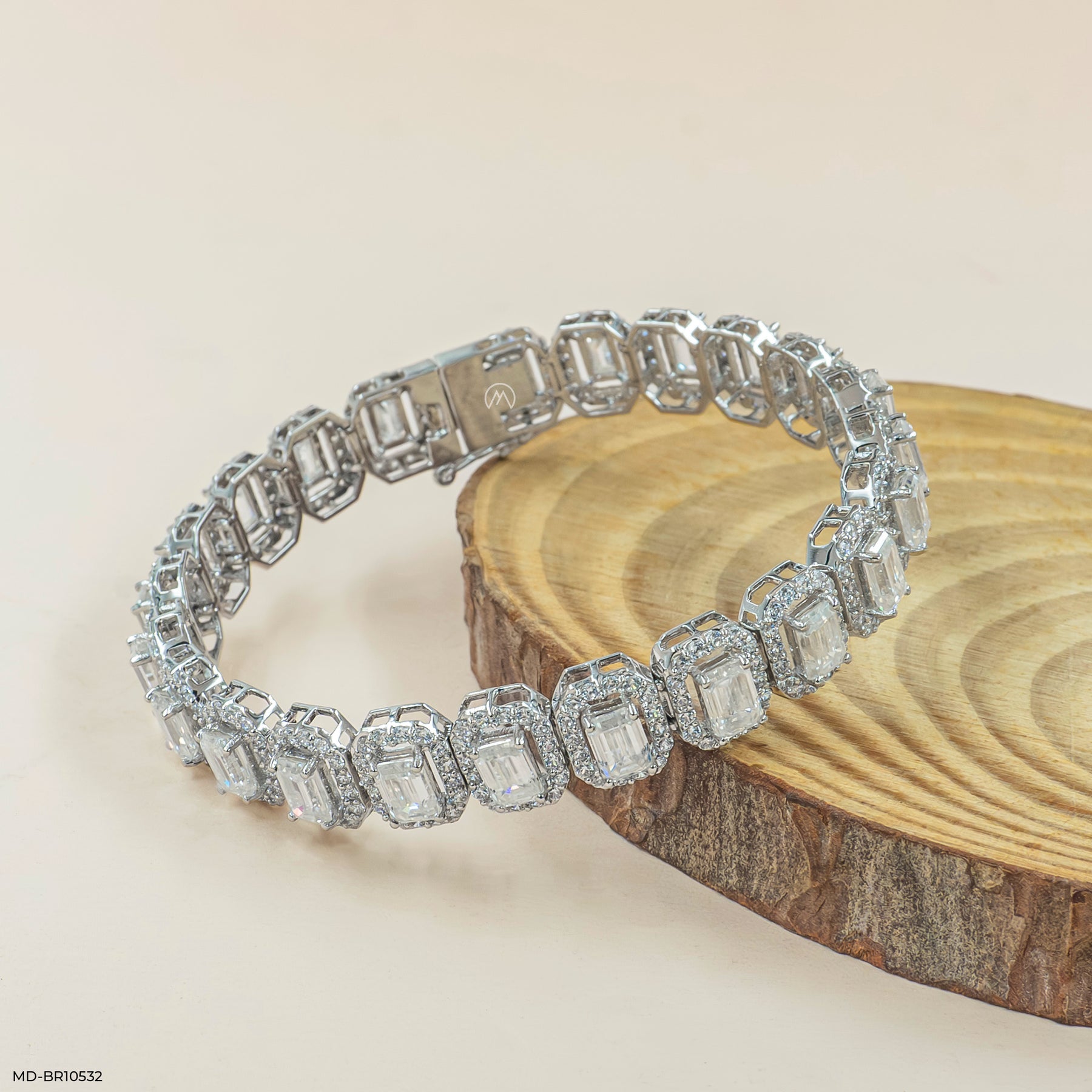 0.50 Carat Emerald Solitaire Tennis Diamond Bracelet 14K White Gold