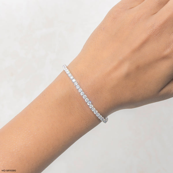 Petal-Set Eternity Bracelet 14K White Gold