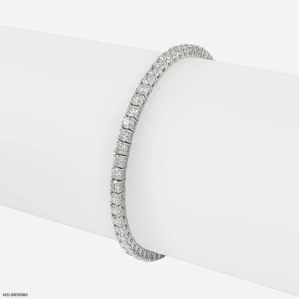 Petal-Set Eternity Bracelet 14K White Gold