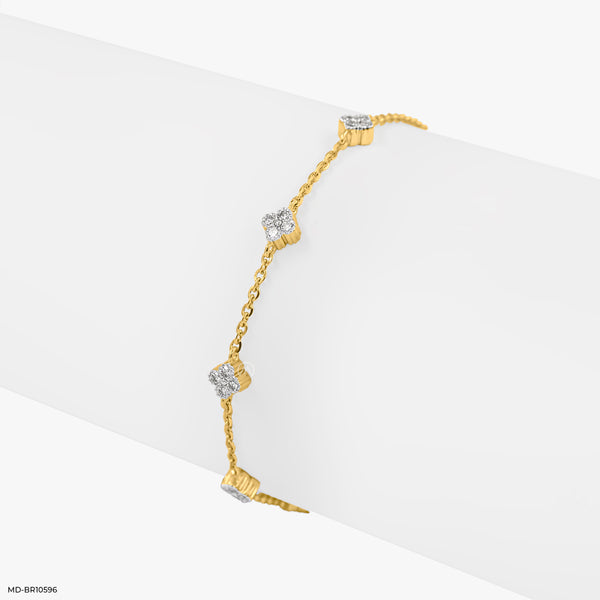Quadrilateral Sparkle Bracelet 14K Yellow Gold