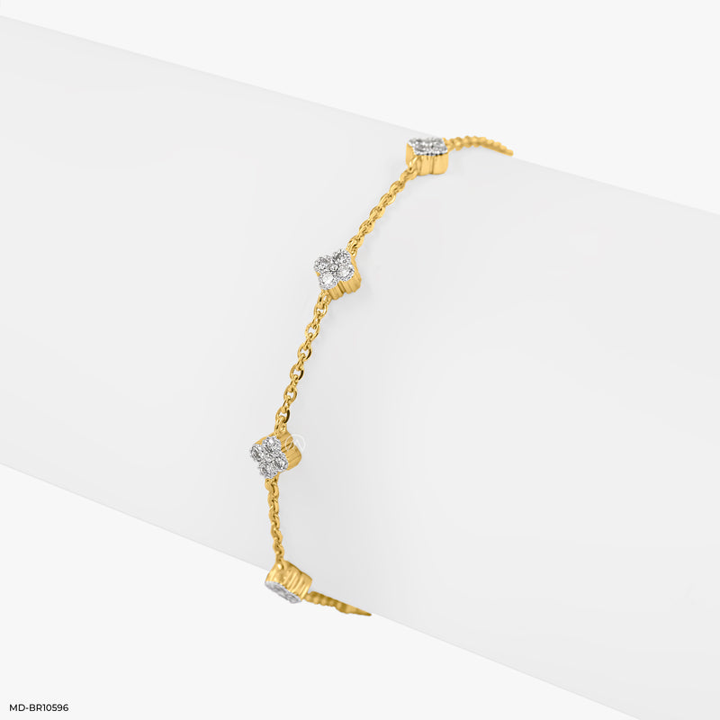 Quadrilateral Sparkle Bracelet 14K Yellow Gold