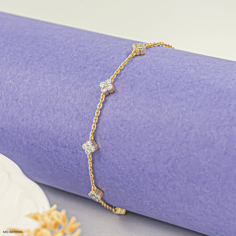 Quadrilateral Sparkle Bracelet 14K Yellow Gold