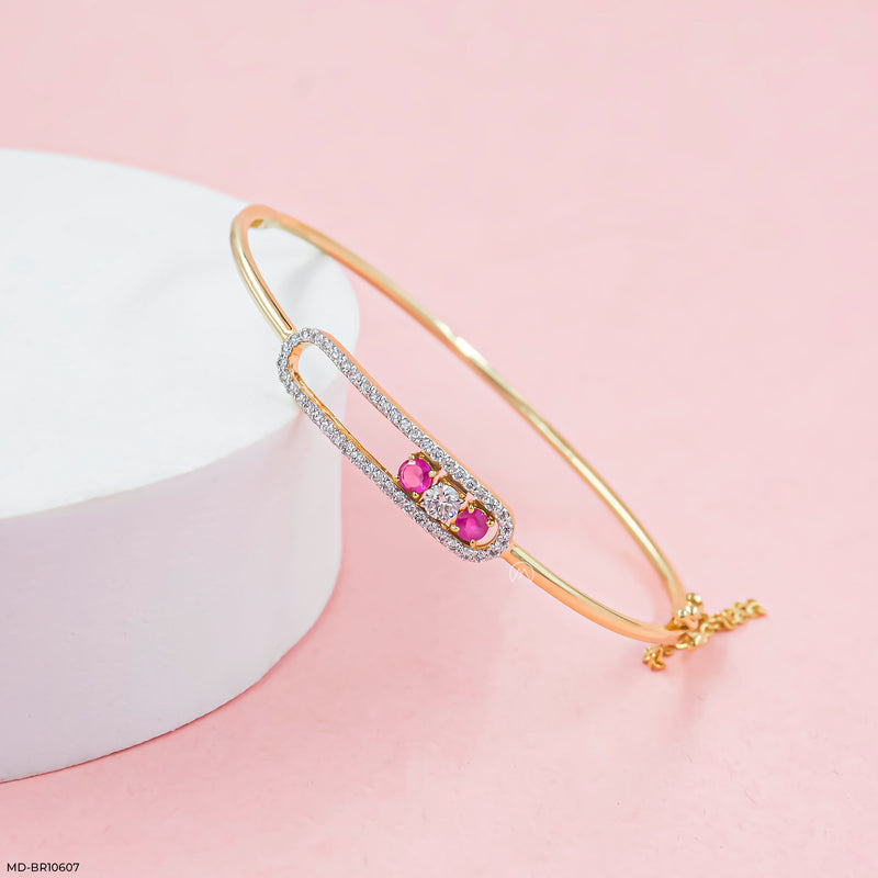 Pave Oval Bracelet 14K Rose Gold