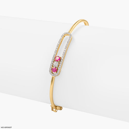 Pave Oval Bracelet 14K Yellow Gold