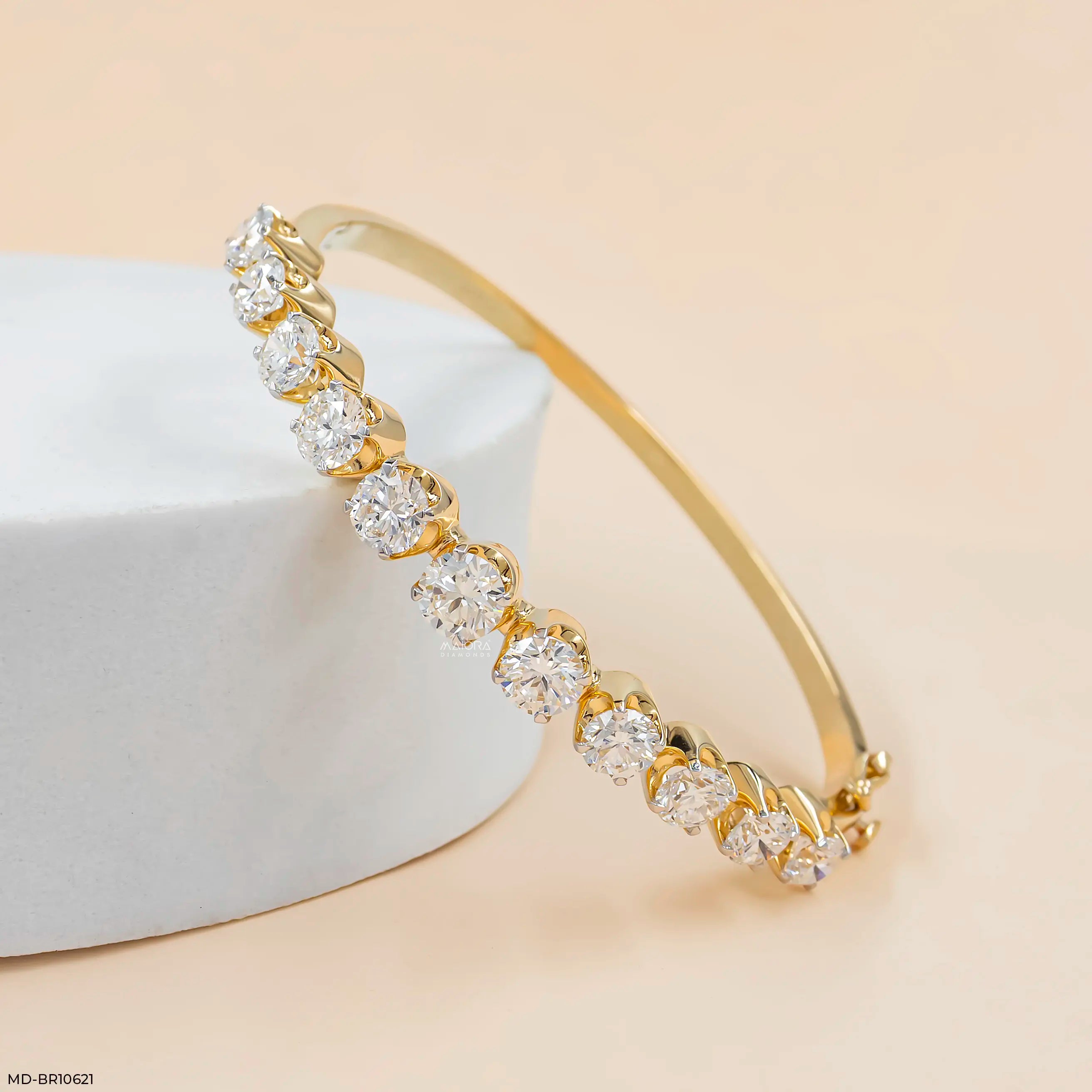 Astra Line Soltaire Kada Bracelet 14K Rose Gold