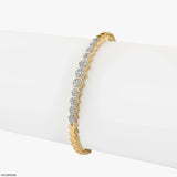 Golden Hexa Liner Diamond Bracelet 9K Yellow Gold