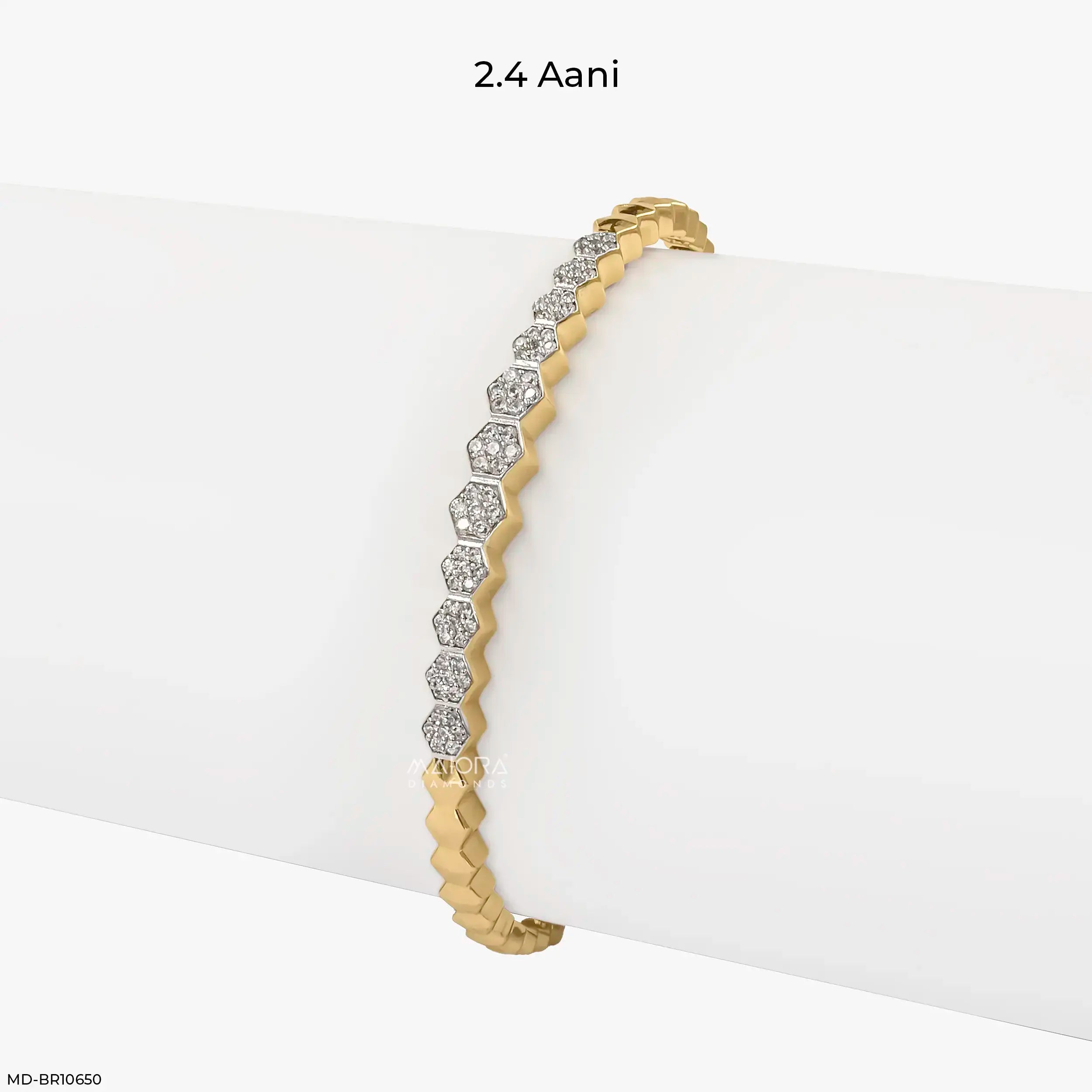Golden Hexa Liner Diamond Bracelet 9K White Gold