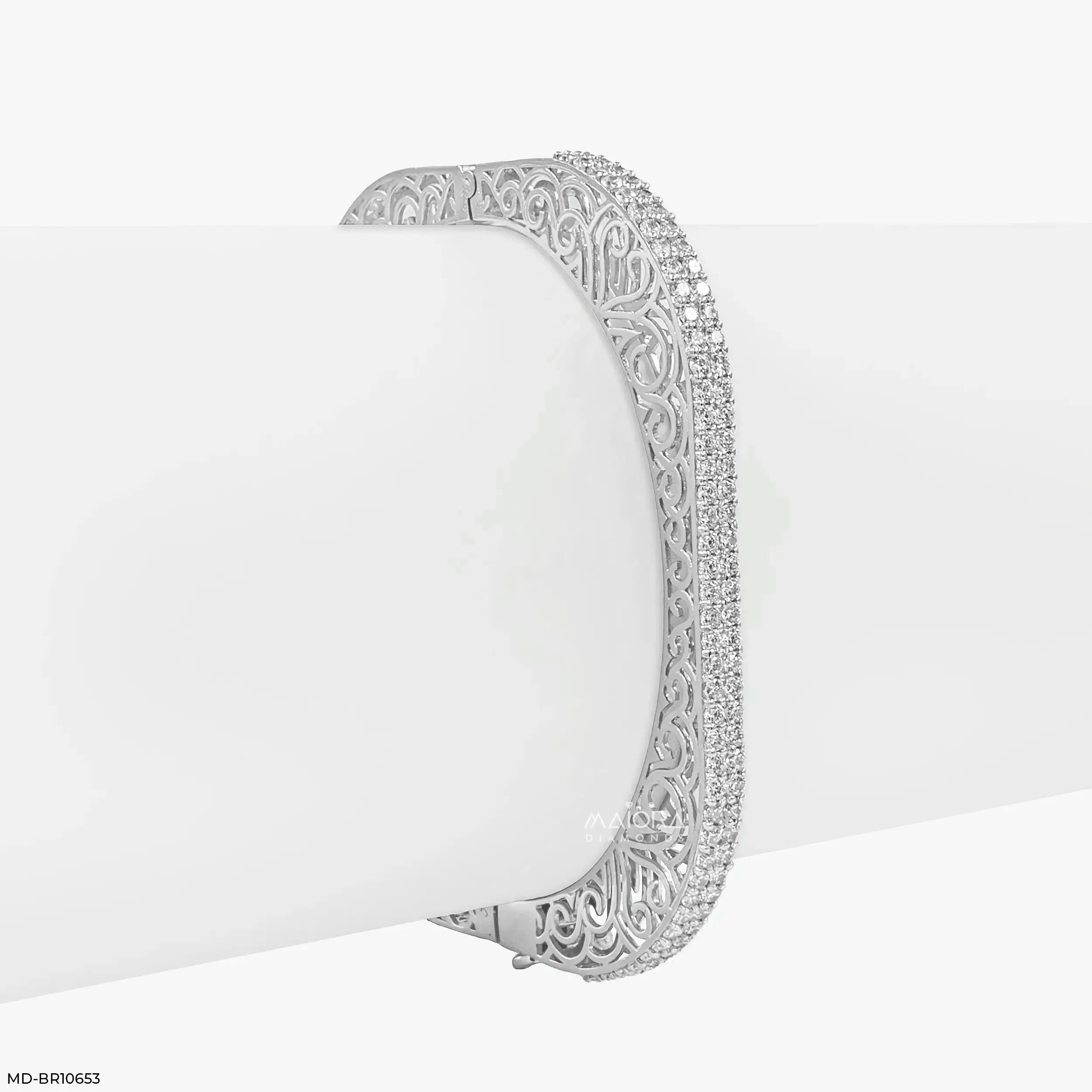 Legacy Filigree Diamond Kada Bracelet 14K White Gold