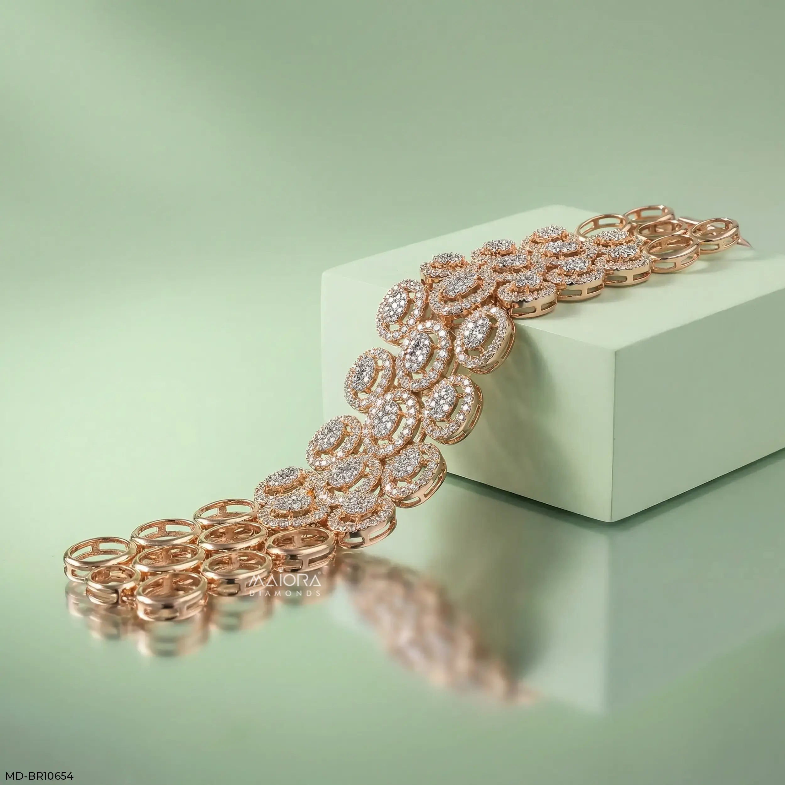 Tierney Oval Halo Diamond Bracelet 9K Yellow Gold