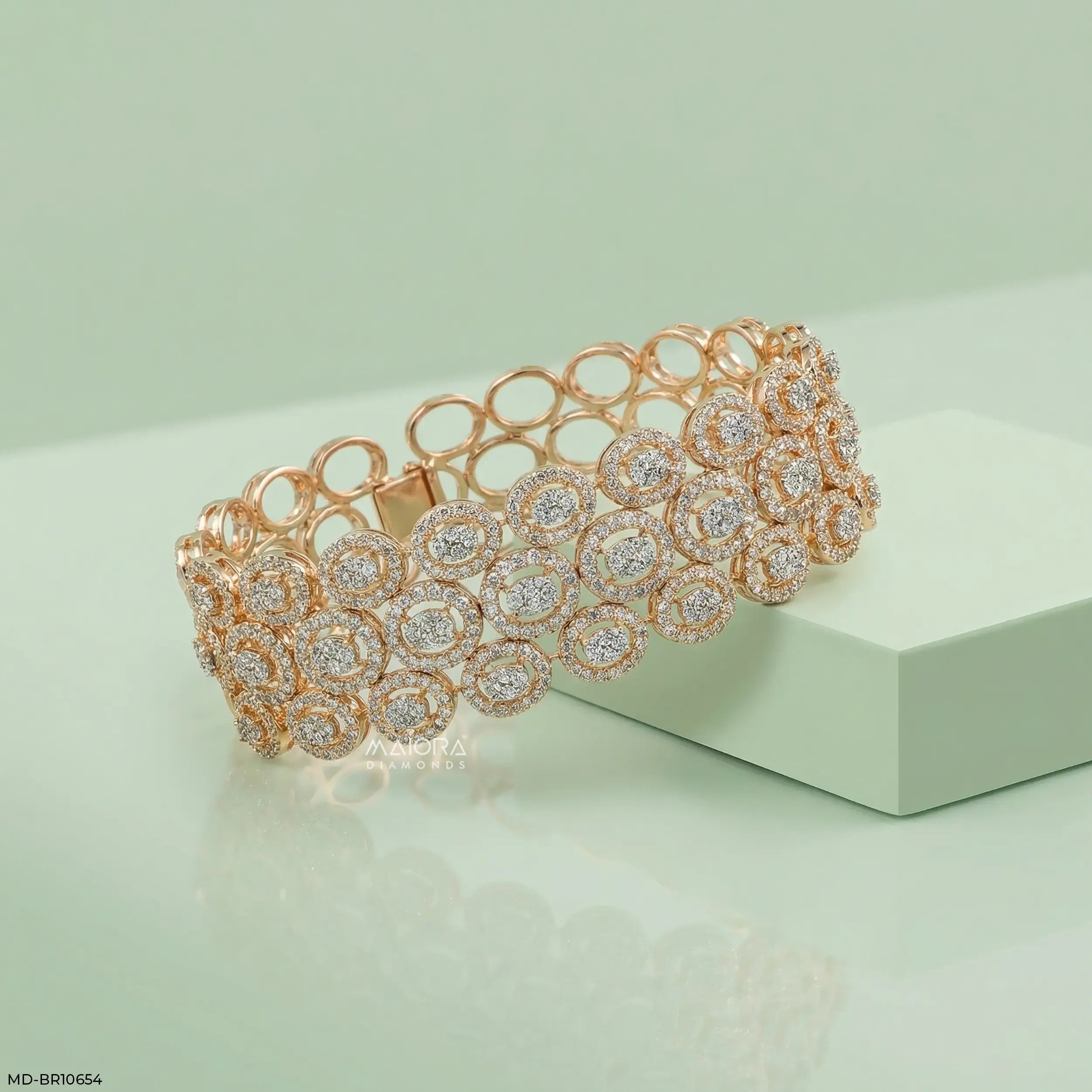 Tierney Oval Halo Diamond Bracelet 9K Yellow Gold