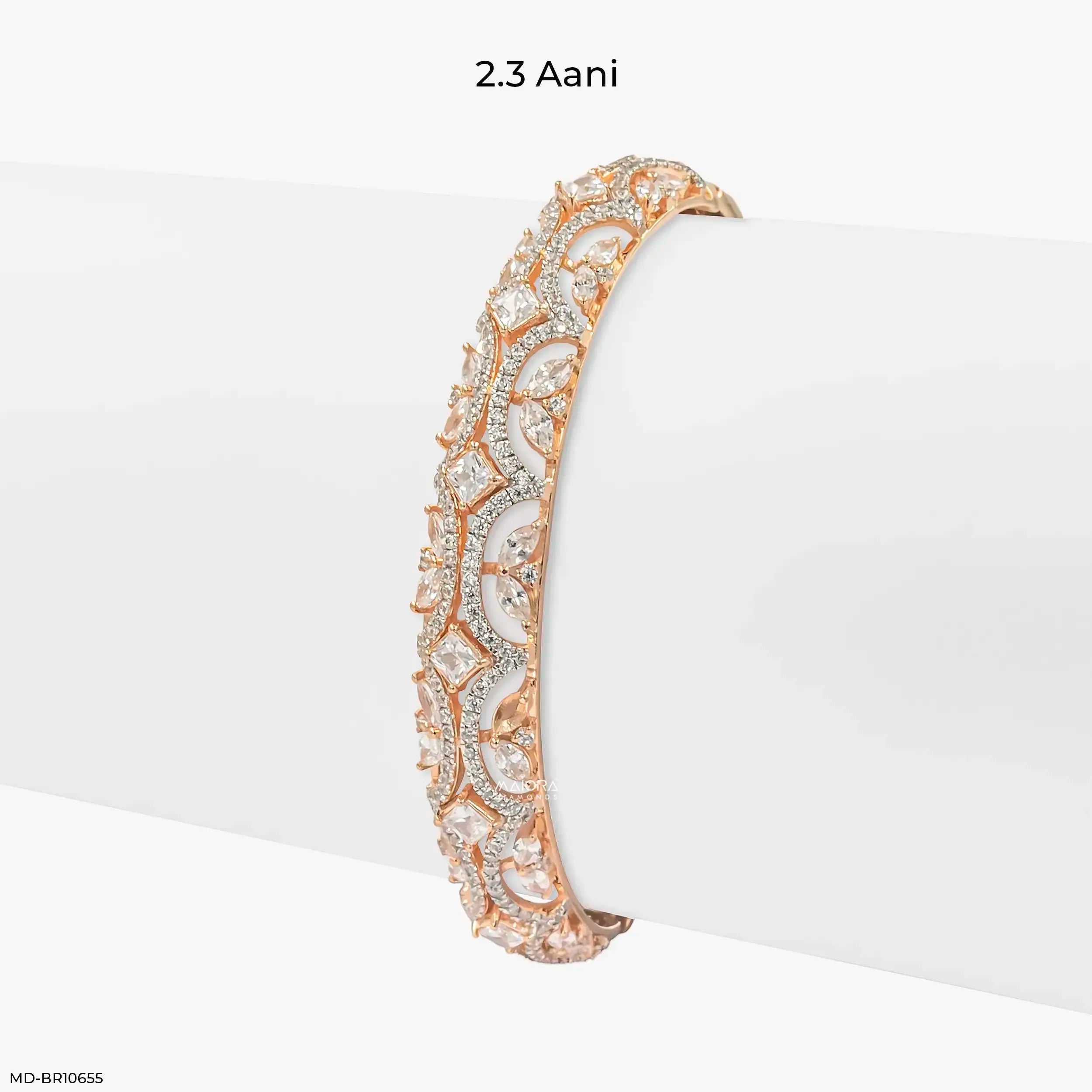 Cosmic Lattice Diamond Kada Bracelet 9K Rose Gold