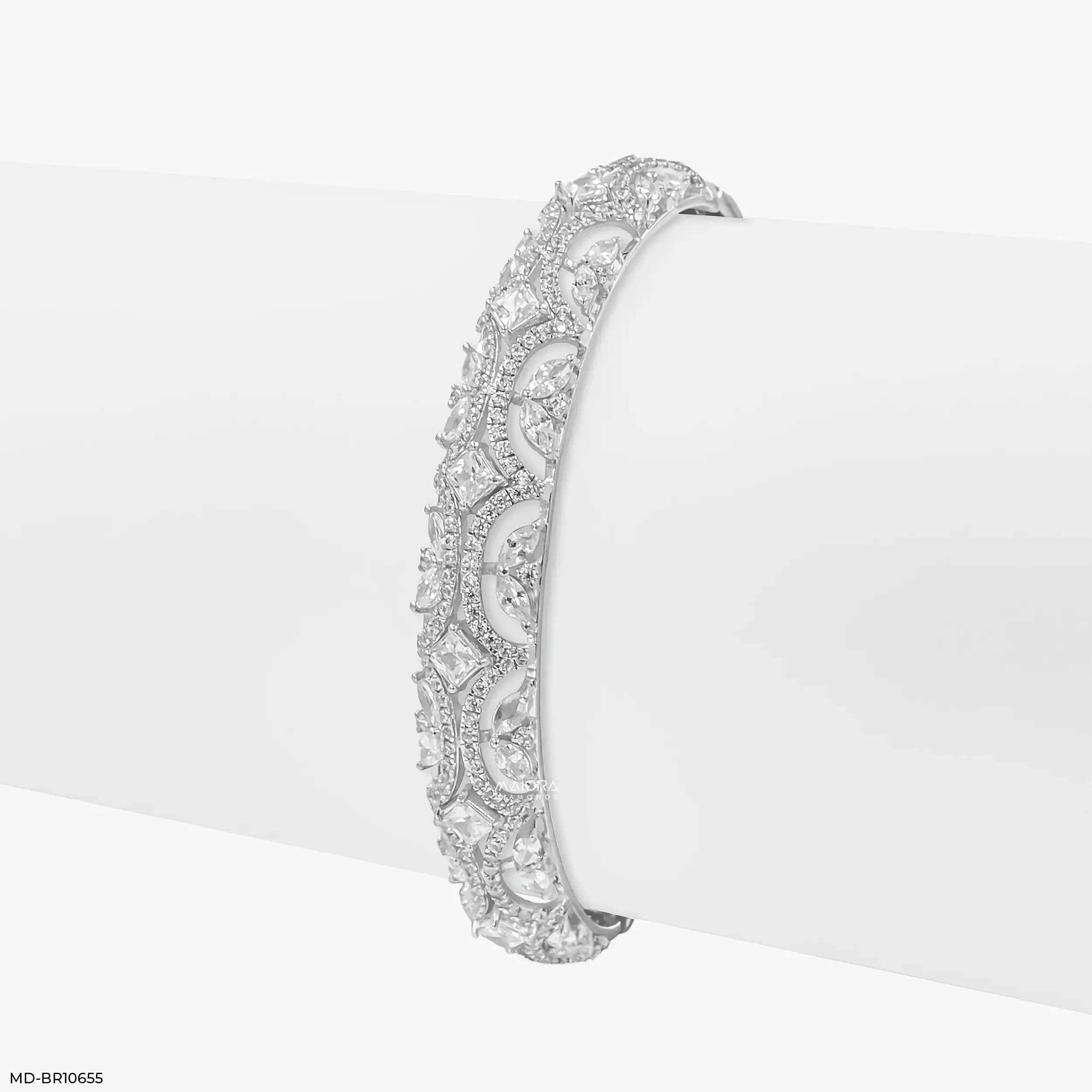 Cosmic Lattice Diamond Kada Bracelet 9K Rose Gold