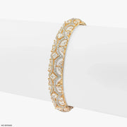 Cosmic Lattice Diamond Kada Bracelet 14K Yellow Gold