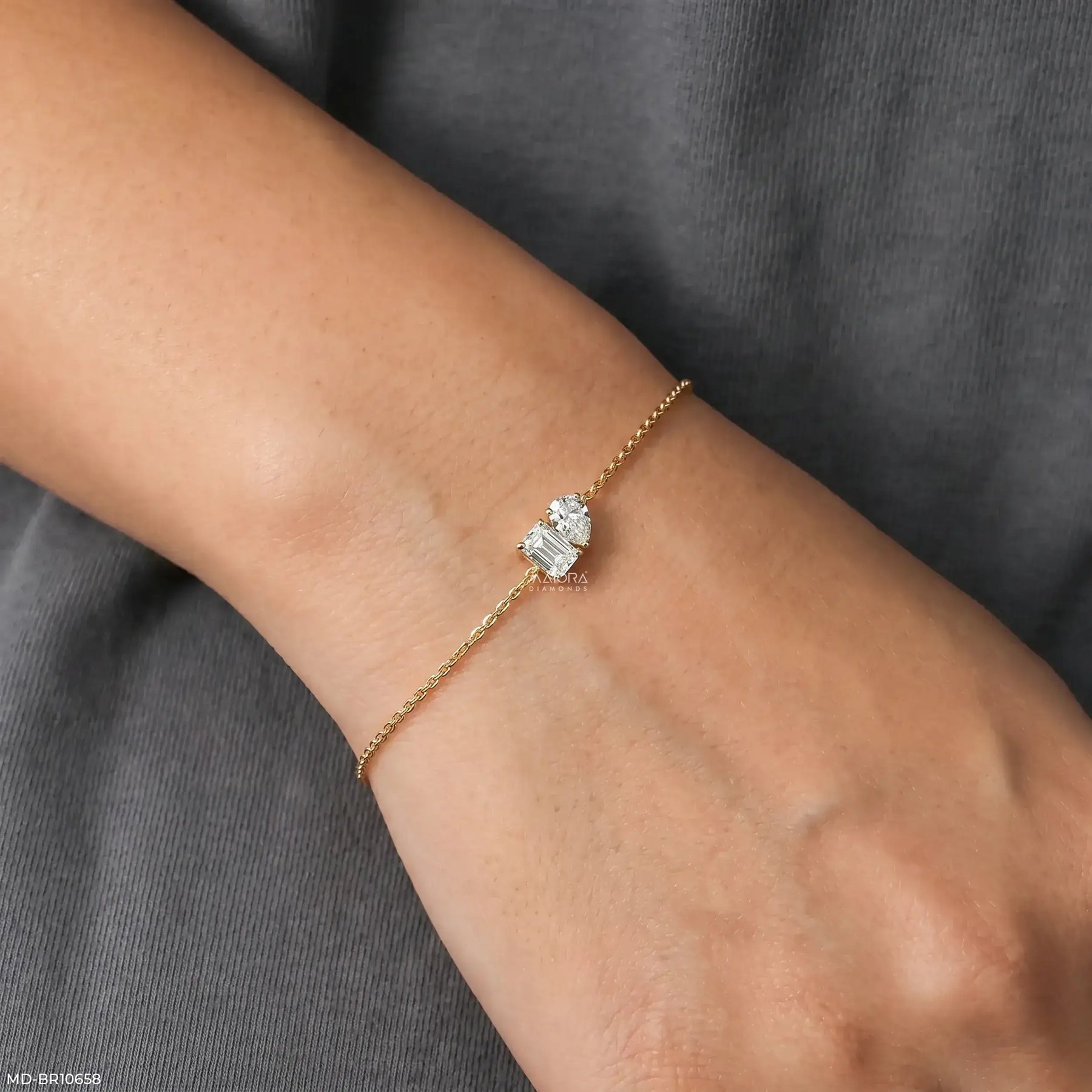 Parallel Duo Toi Et Moi Diamond Bracelet 14K Rose Gold
